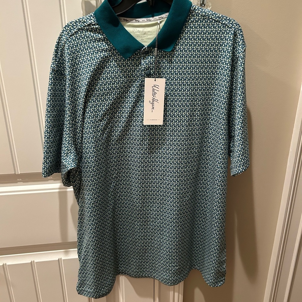 Walter Hagen Teal and White Polo Shirt